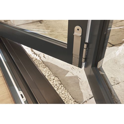 JELD WEN Bedgebury Folding Fully Finished Grey Hardwood Glazed with Clear Glazing Patio Doorset hinge