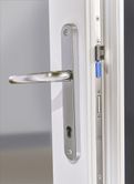 JELD WEN Bedgebury Folding Fully Finished White Hardwood Glazed with Clear Glazing Patio Doorset handle1