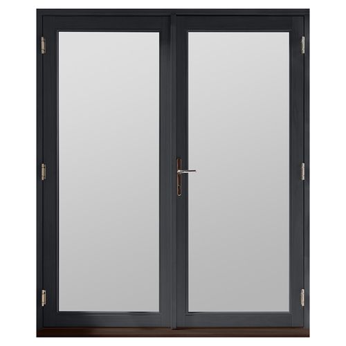JELD-WEN Bedgebury Fully Finished Grey Hardwood Clear Glazed French Patio Door - 1794mm x 2094mm (71 inch x 82 inch)