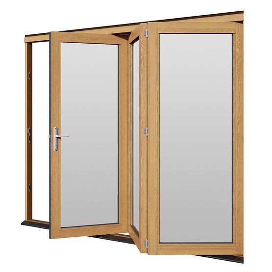 JELD WEN Kinsley Folding Fully Finished Oak Hardwood Glazed with Clear Glazing Patio Doorset cutout3