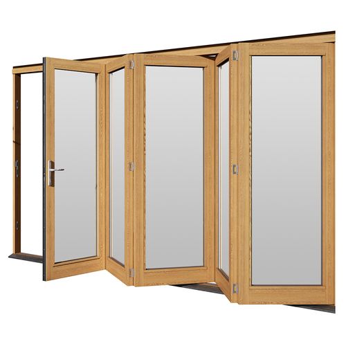 JELD-WEN Kinsley Fully Finished Oak Hardwood Clear Glazed Folding Patio Door - 3594mm x 2094mm (142 inch x 82 inch)