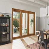 JELD WEN Kinsley Folding Fully Finished Oak Hardwood Glazed with Clear Glazing Patio Doorset lifestyle3