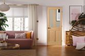 lpd richmond fully finished oak glazed internal door living room lifestyle