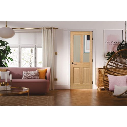 lpd richmond fully finished oak glazed internal door living room lifestyle