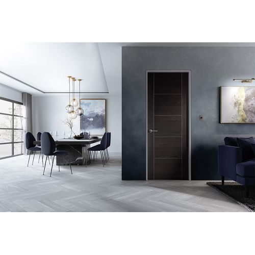 lpd vancouver dark grey laminate 5 panel flush door dining room lifestyle