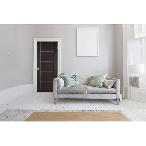 lpd vancouver dark grey laminate 5 panel flush door living room lifestyle