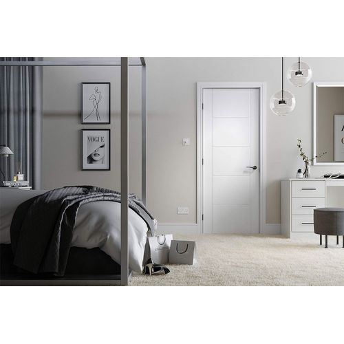 lpd vancouver white primed 5 panel flush door bedroom lifestyle