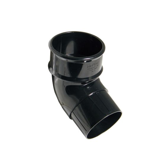 FloPlast Plastic Guttering 68mm Black Round Downpipe 112.5dg Offset Bend
