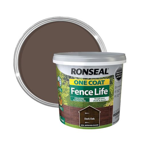 ronseal one coat fence life dark oak primary