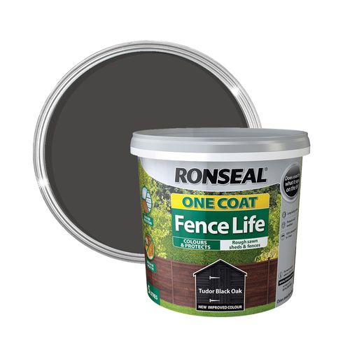 ronseal one coat fence life tudor black primary