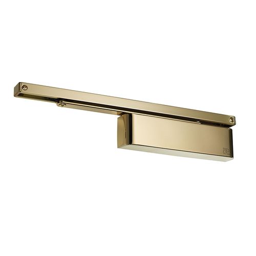 Rutland TS.11204 Cam Action FD60 Fire Rated Door Closer with Semi radius Cover & Sidearm Polished Brass