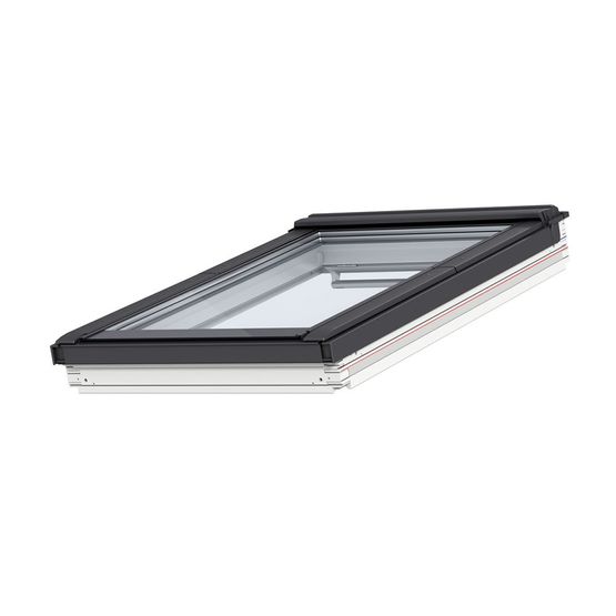 VELUX GBL Low Pitch White Painted Centre Pivot Roof Window & Flashing outside view
