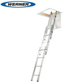 Werner BS EN 14975 3 Section Aluminium Loft Ladder with Handrail