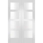 XL Joinery Shaker White Primed Glazed Internal Door Pair