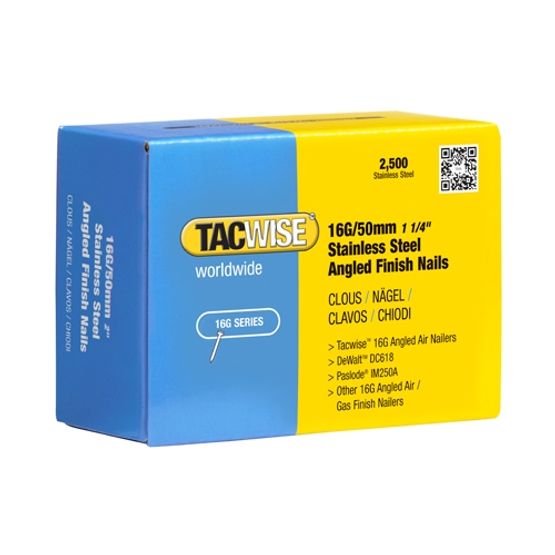 16G Stainless Steel Angled Nails 32mm by Tacwise - Box of 2500