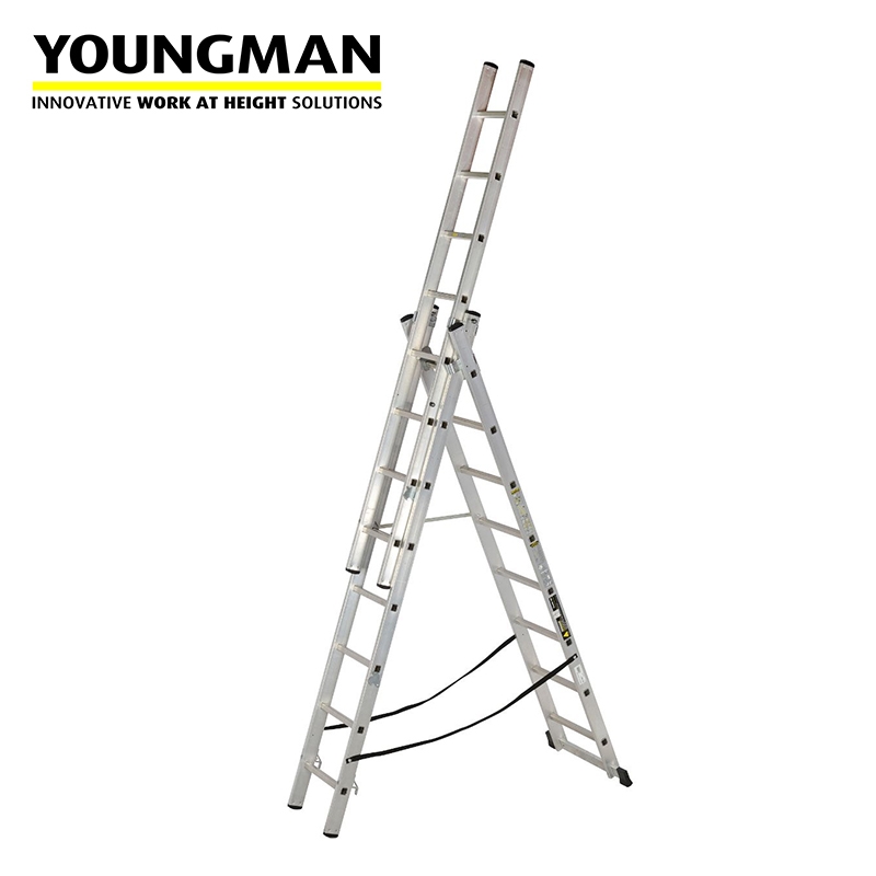 3m Combi DIY Trade Triple Section 4 Way Combination Aluminium Extension Ladders Youngman