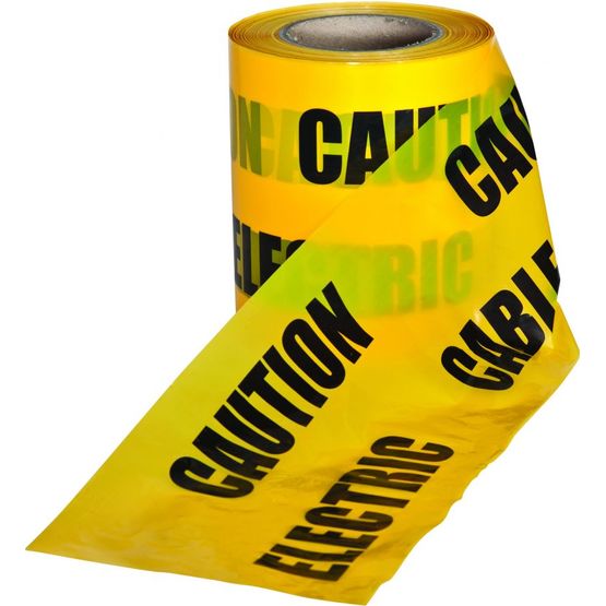 Underground Caution Warning Tape Yellow Electric Cable - 150mm x 365m