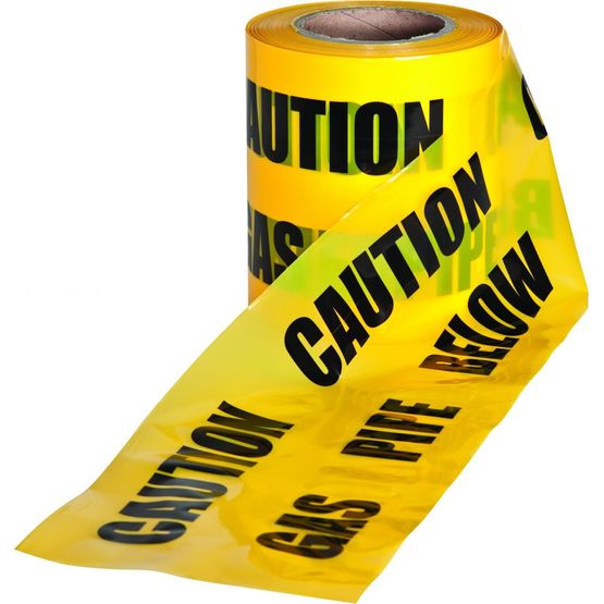 Underground Caution Warning Tape Yellow Gas Mains - 150mm x 365m