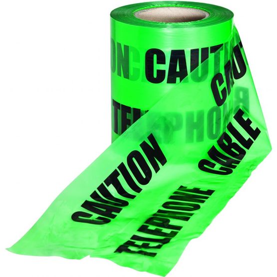 Underground Caution Warning Tape Green Telephone Line - 150mm x 365m