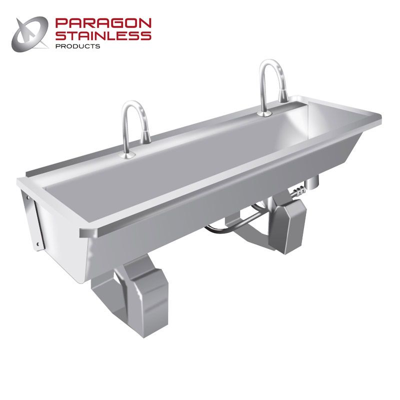 Stainless Steel Commercial Twin Sink Knee Operated Drainage Superstore