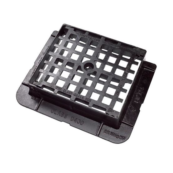 Hinged Kerbside Gully Grid Cover 430L x 370W x 100H Cast Iron - D400