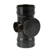 Soil Pipe Solvent Weld Access Double Socket Pipe 110mm - Black