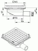 Shower Drain Square for Tiled Flooring - Stainless Steel 32mm Outlet