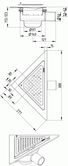 Shower Drain Gully Stainless Steel Triangular Corner Adjustable - 50mm
