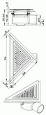 Shower Drain Triangular Back Wall Adjustable Stainless Steel - 75mm