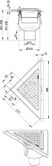 Shower Drain Gully Stainless Steel Triangular Corner Adjustable - 75mm
