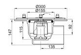 aco-totalflow-gully-horizontal-outlet-cast-iron-300mm-dimensions