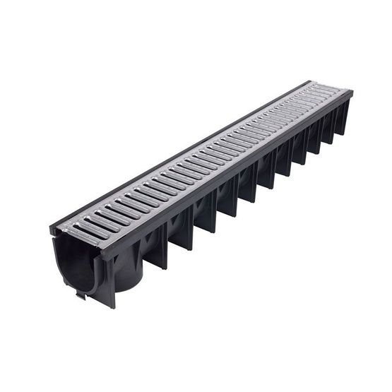 Clark Drain Plastic Channel Drain with Galvanised Grating 1m - A15