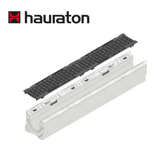 Hauraton Channel Drain Heelsafe Iron Grating 1m Faserfix KS100 - C250