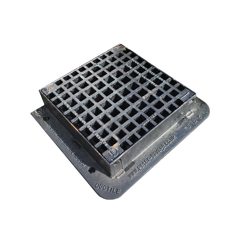 New Peter Savage Hinged Gully Grate & Frame 420 x 420 x 100mm D400 Ductile Iron