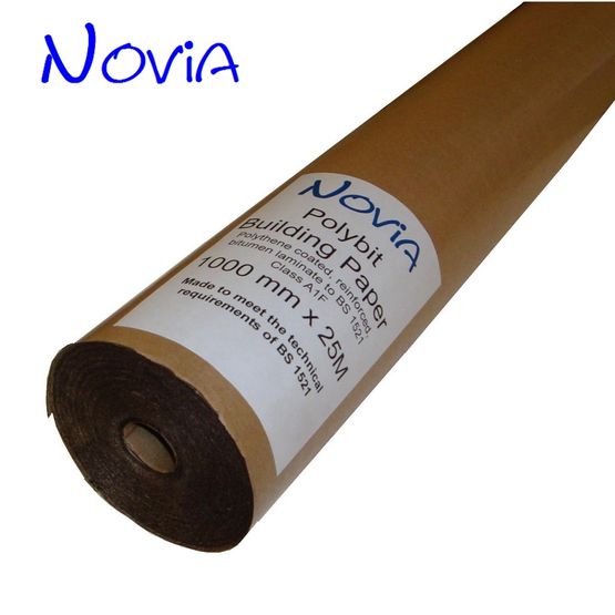 Novia A1F Grade Enhanced Polybit Building Paper to BS 1521 - 25m x 1m