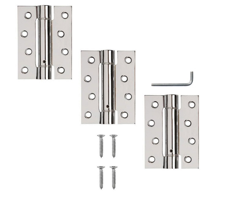 3 x DOOR HINGES FIRE RATED Self Closing Single Action Adjustable Spring CHROME