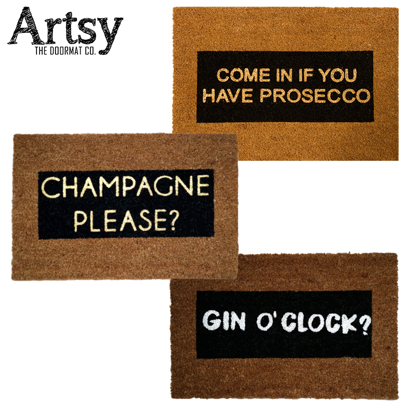 By Artsy Doormats Champagne Please Gold Glitter doormat Perfect gift for Champagne lovers 60x40cm