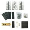 Fire Essentials Grade 13 Stainless Steel Fire Rated Hinge 3 Pack and 76mm Tubular Latch Set with Intumescent Pads