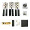 Fire Essentials Grade 7 Stainless Steel Fire Rated Hinge 3 Pack and 64mm Tubular Latch Set with Intumescent Pads