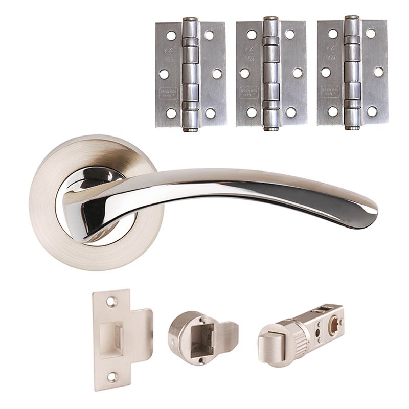 JB Kind Curl Lever on Rose Door Handle Pack Passage or Privacy