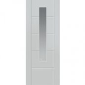 JB Kind Tigris 5 panel Contemporary Fully Finished White Medite Tricoya Extreme 1 Light Obscure Glazed External Front Door - 1981mm x 838mm (78x33 inch)