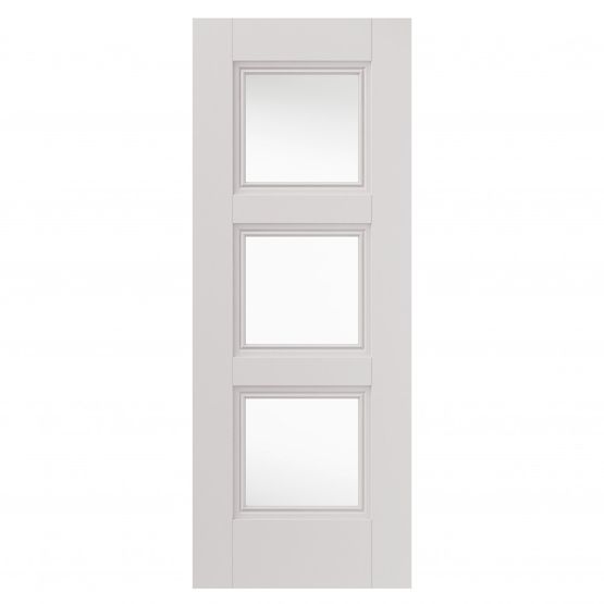 Video of JB Kind Catton White Primed 3 Light Clear Glazed Internal Door