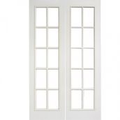 LPD 10 Panel White Primed Glazed Internal Door Pair - 1981mm x 1168mm (78 inch x 46 inch)