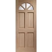 LPD Carolina 4 Panel Victorian Unfinished Natural Hardwood 4 Fanlight Unglazed External Front Door (M&T)
