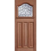 LPD Estate Crown 3 Panel Edwardian/1930s Unfinished Natural Hardwood 1 Light Decorative Glazed External Front Door (M&T)