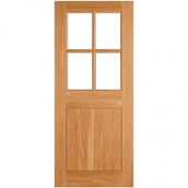 LPD 1 Panel Cottage Unfinished Natural Oak 4 Light Clear Glazed External Front Door (D&G)