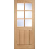 LPD 1 Panel Cottage Unfinished Natural Oak 6 Light Clear Glazed External Front Door (D&G)