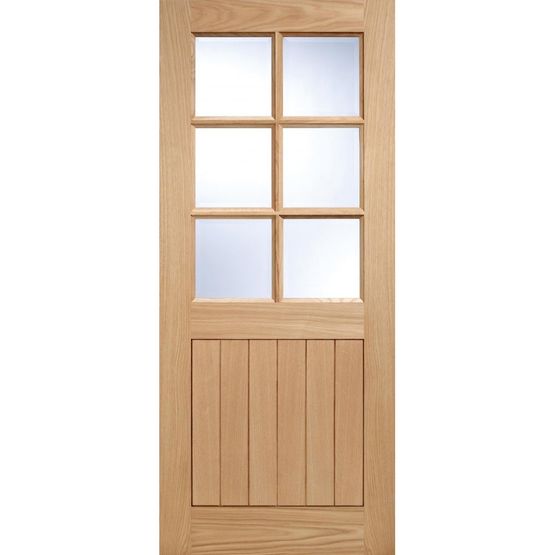 LPD External Oak COTTAGE 6 Light Clear Double Glazed Door D&G (30&quot; x 78&quot;)