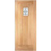 LPD 1 Panel Cottage Unfinished Natural Oak 1 Light Decorative Glazed External Front Door (D&G)
