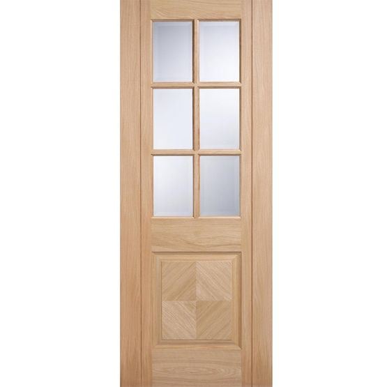LPD Internal Oak BARCELONA Pre-Finished 6 Light Clear Bevelled Glazed Door (24&quot; x 78&quot;)